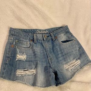 Aeropostale High Rise Shortie Shorts distressed denim
